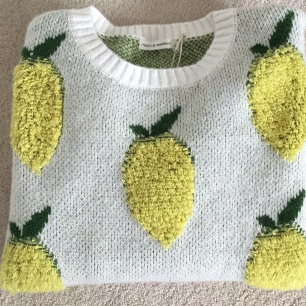 Lemon Patterned Sweater - White and Yellow